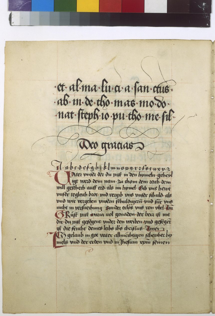 Página de texto completo con lombardas rojas