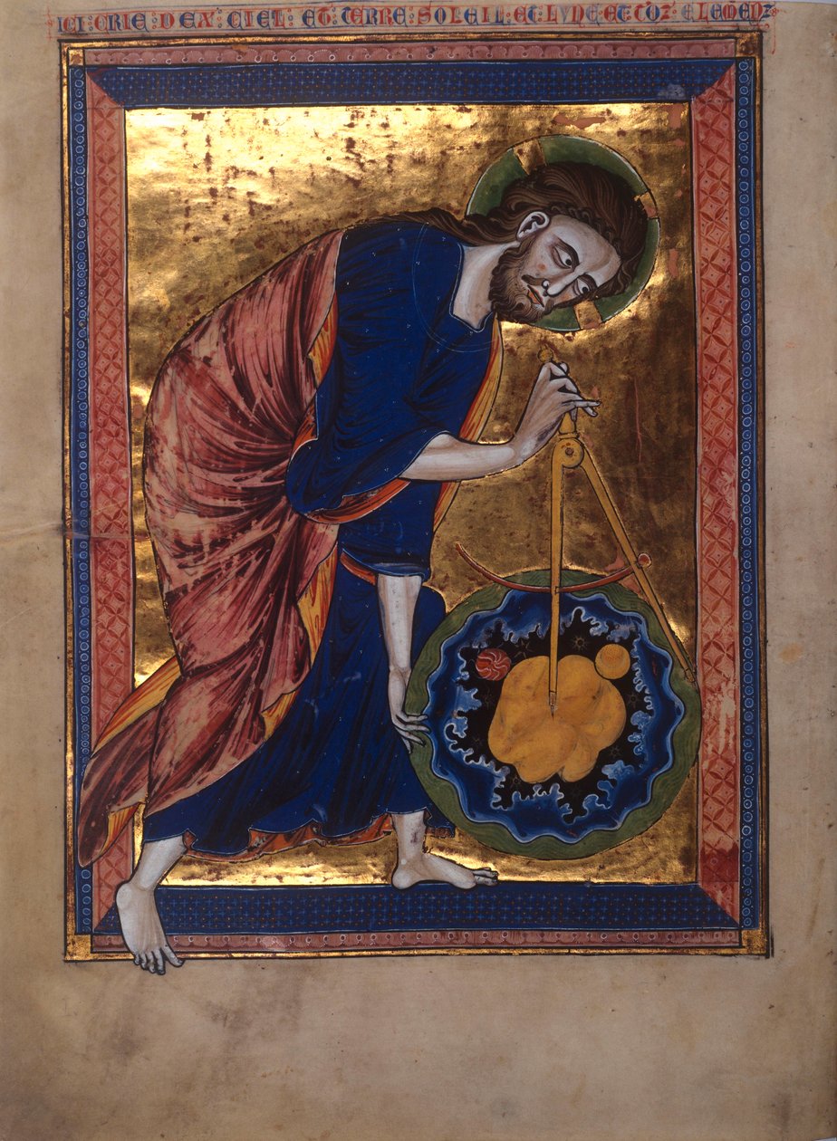 Dios Padre midiendo el universo (pergamino) de Erich Lessing