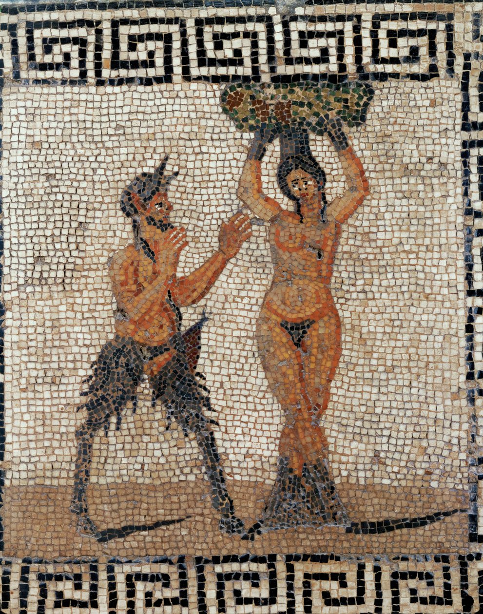 Sátiro y ninfa. Mosaico de Pompeya, Italia de Erich Lessing