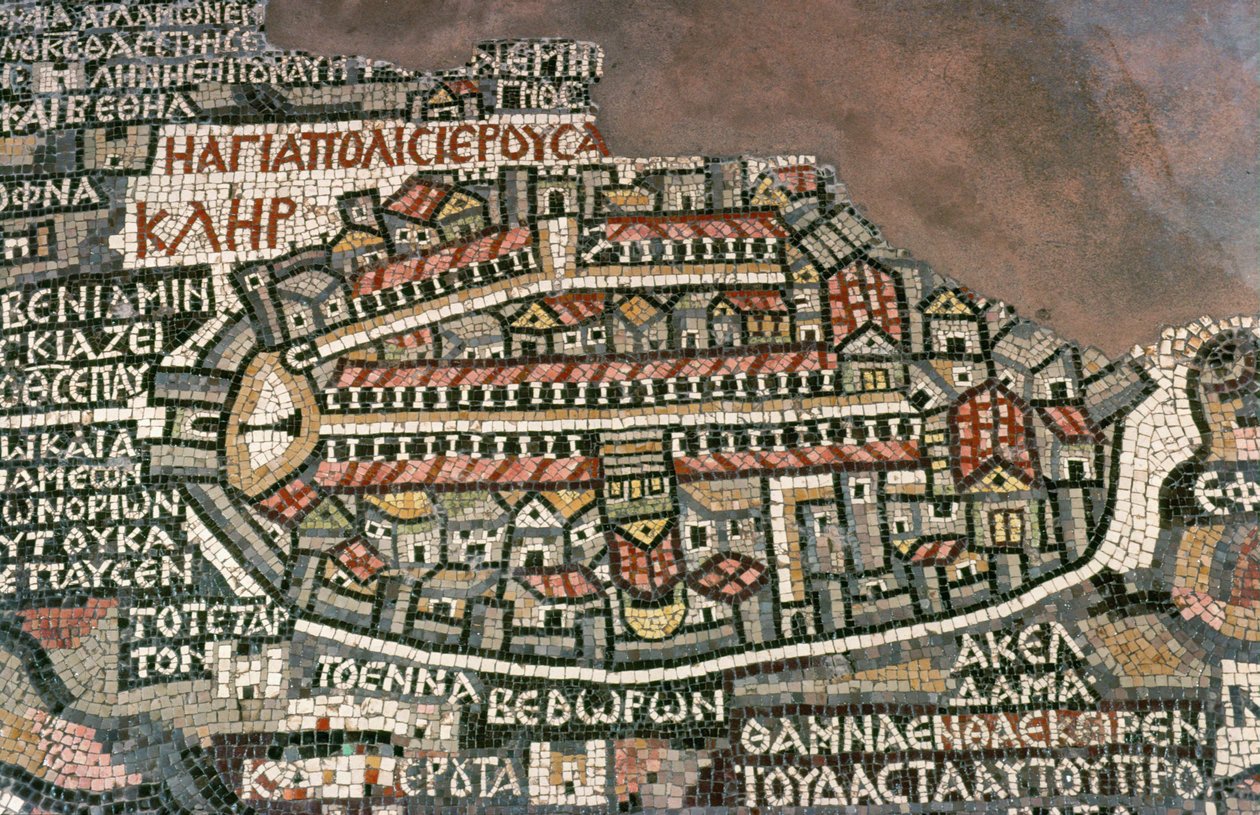 El mapa de Madaba, un mosaico en el suelo de San Jorge (mosaico) de Erich Lessing