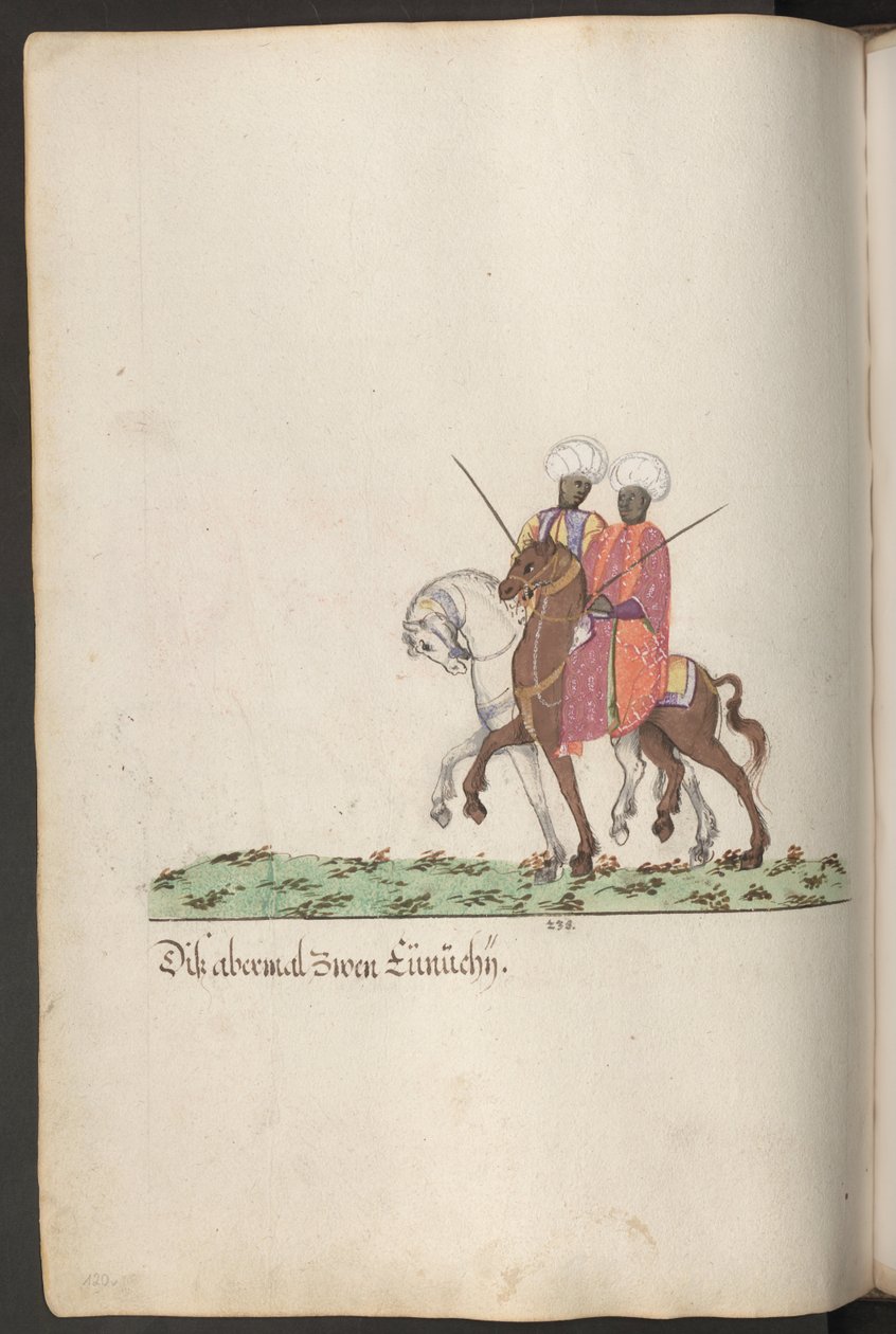 El serail de la sultana, eunucos negros a caballo ... de Erich Lessing