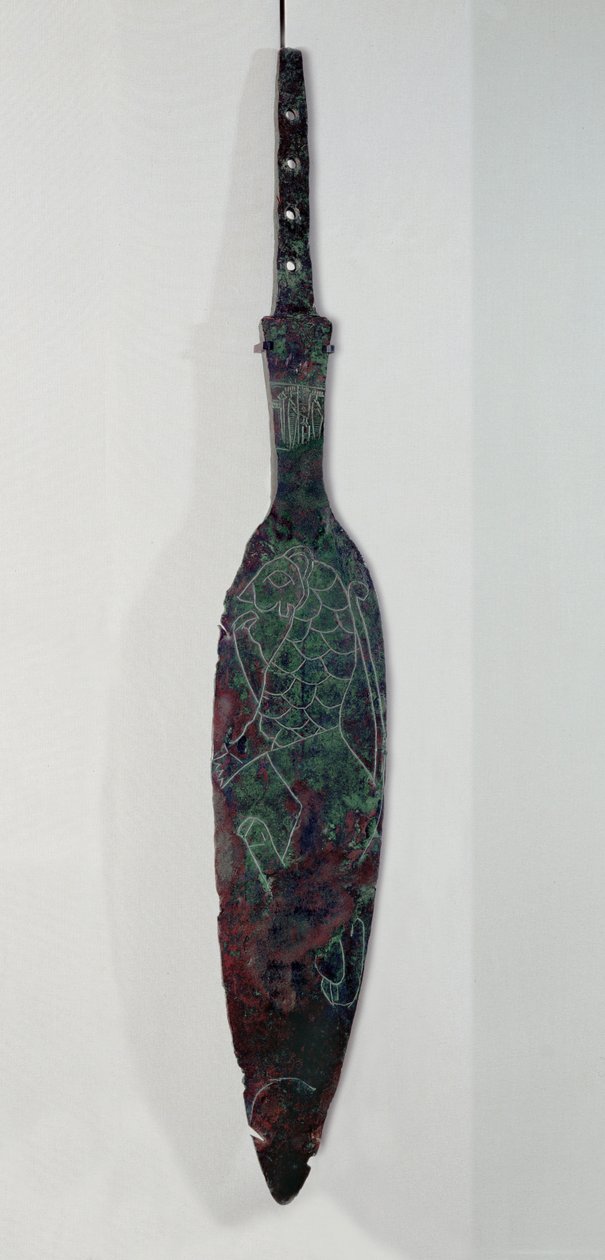 Punta de lanza con imagen de un león ... de Erich Lessing