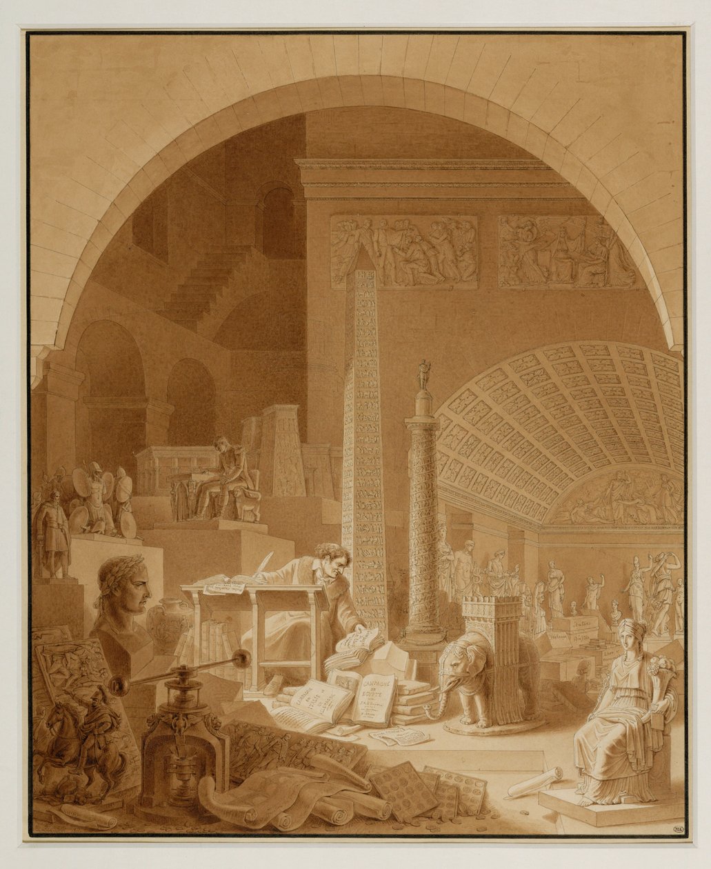 Vivant-Denon trabajando en la sala Diana del Louvre ... de Erich Lessing