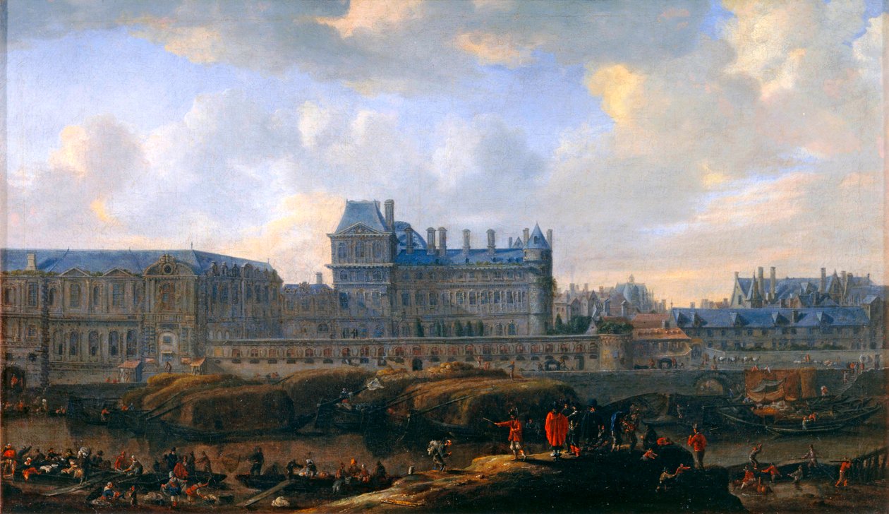Vista del antiguo Louvre y del Petit Bourbon, tomada desde el Sena ... de Erich Lessing