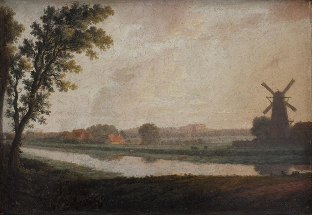 Paisaje fuera de Copenhague con la iglesia y el palacio de Frederiksberg en la distancia de Erik Pauelsen