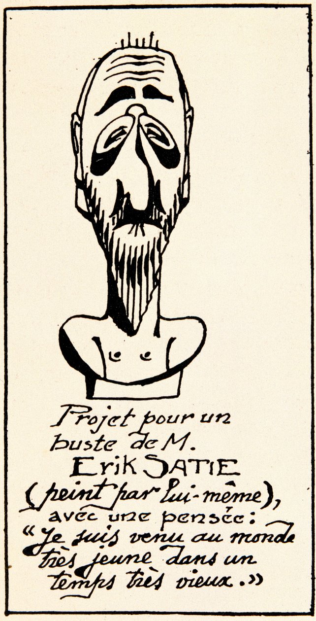Proyecto de busto del compositor Erik Satie (1866-1925) por él mismo: 