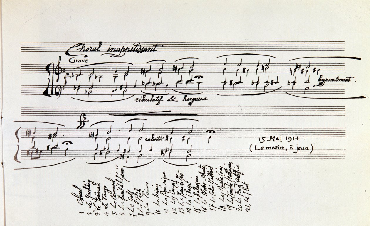 Detalle de partitura de Sports y entretenimiento por Erik Satie de Erik Satie