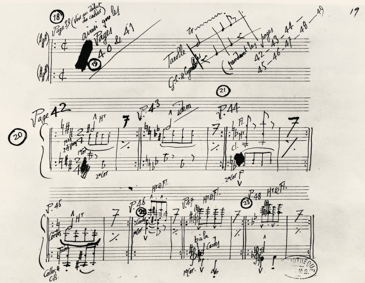 Manuscrito manuscrito de Parade, de Eric Alfred Leslie Satie (1866-1925), Francia de Erik Satie