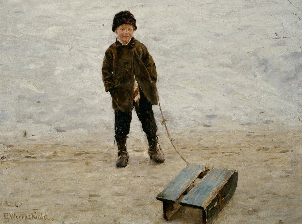 Briskeby Boy con trineo de Erik Theodor Werenskiold