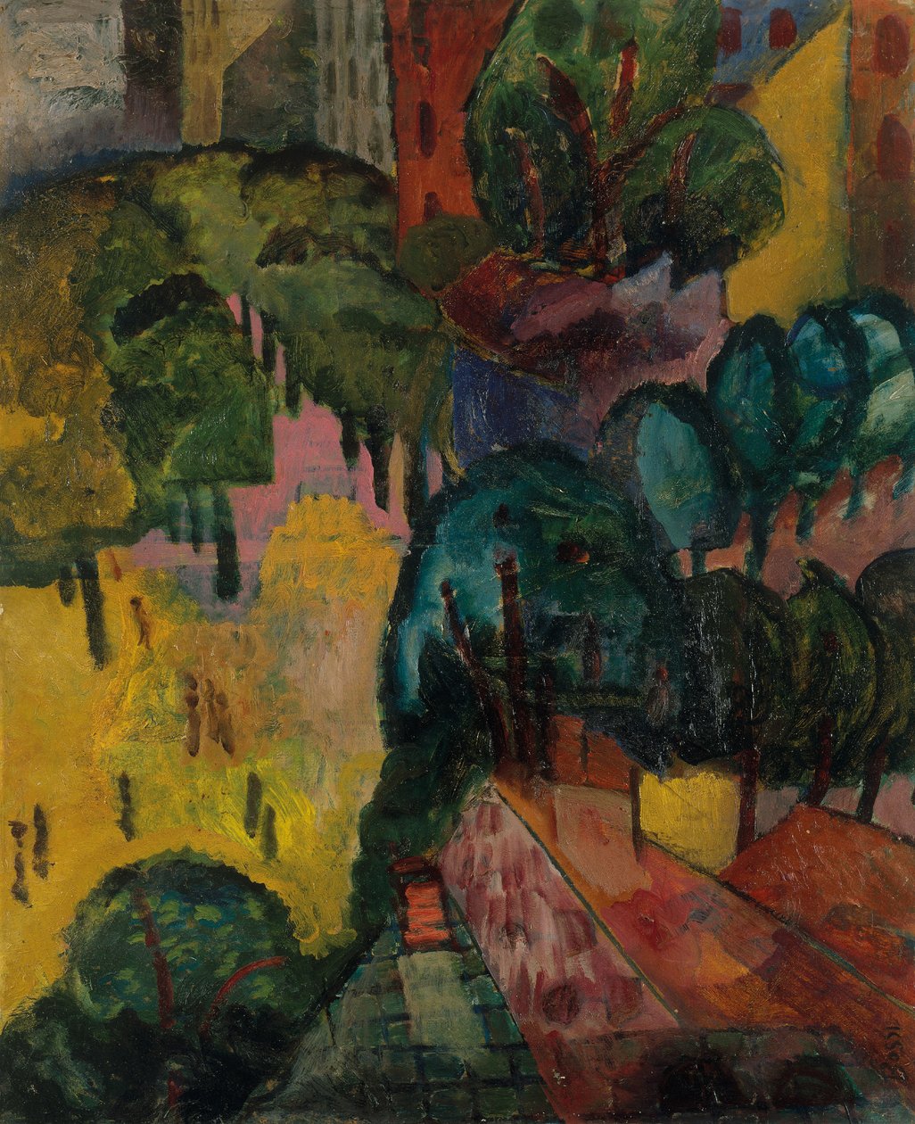 Paisaje urbano parisino, c.1906-09 (óleo sobre cartón) de Erma Bossi