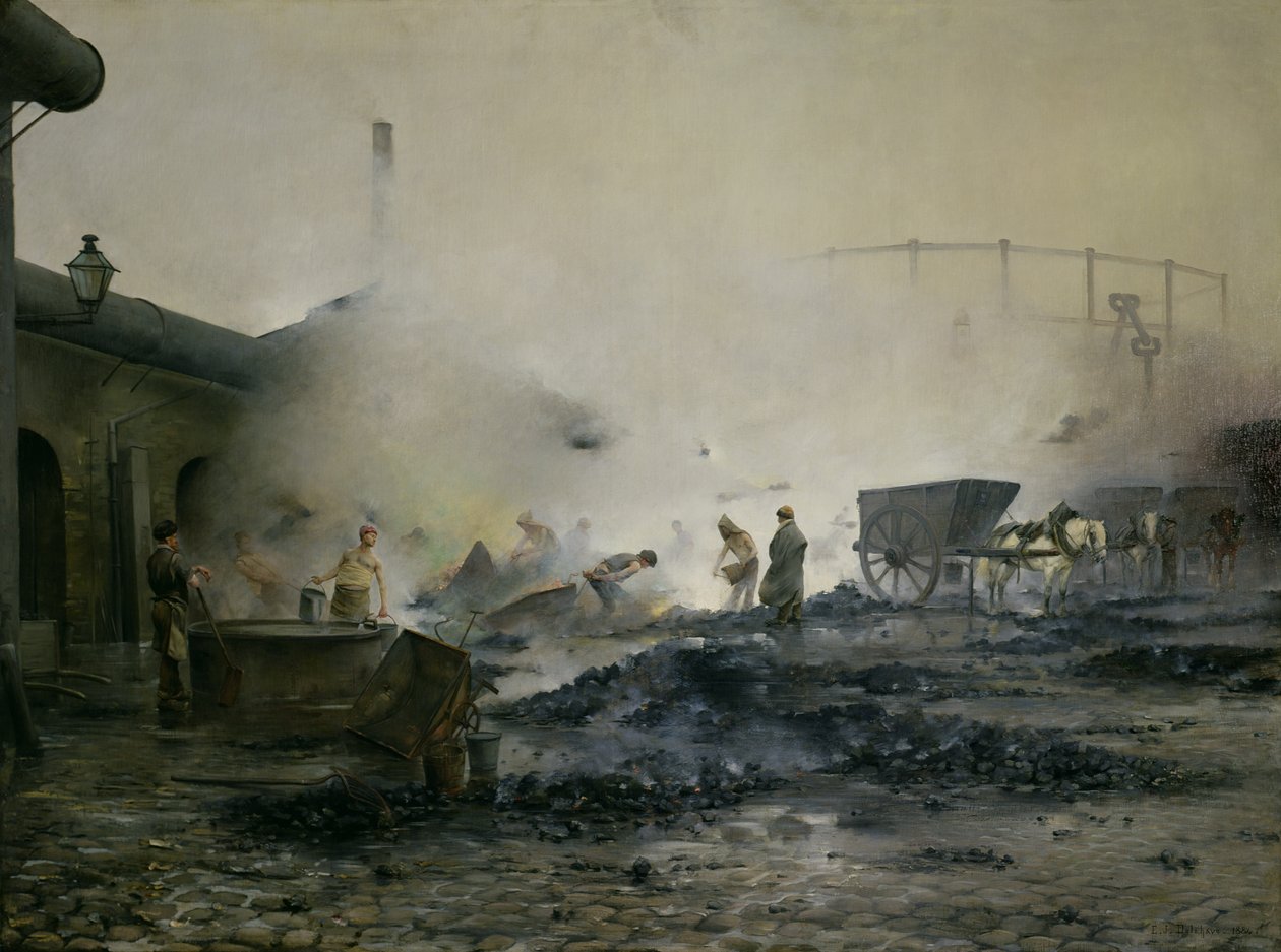 La fábrica de gas en Courcelles, 1884 de Ernest Jean Delahaye