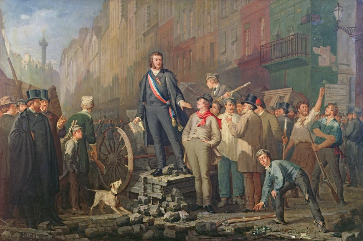 Alphonse Baudin en la Barricada de Faubourg Saint-Antoine, 3 de diciembre de 1851 de Ernest Louis Pichio