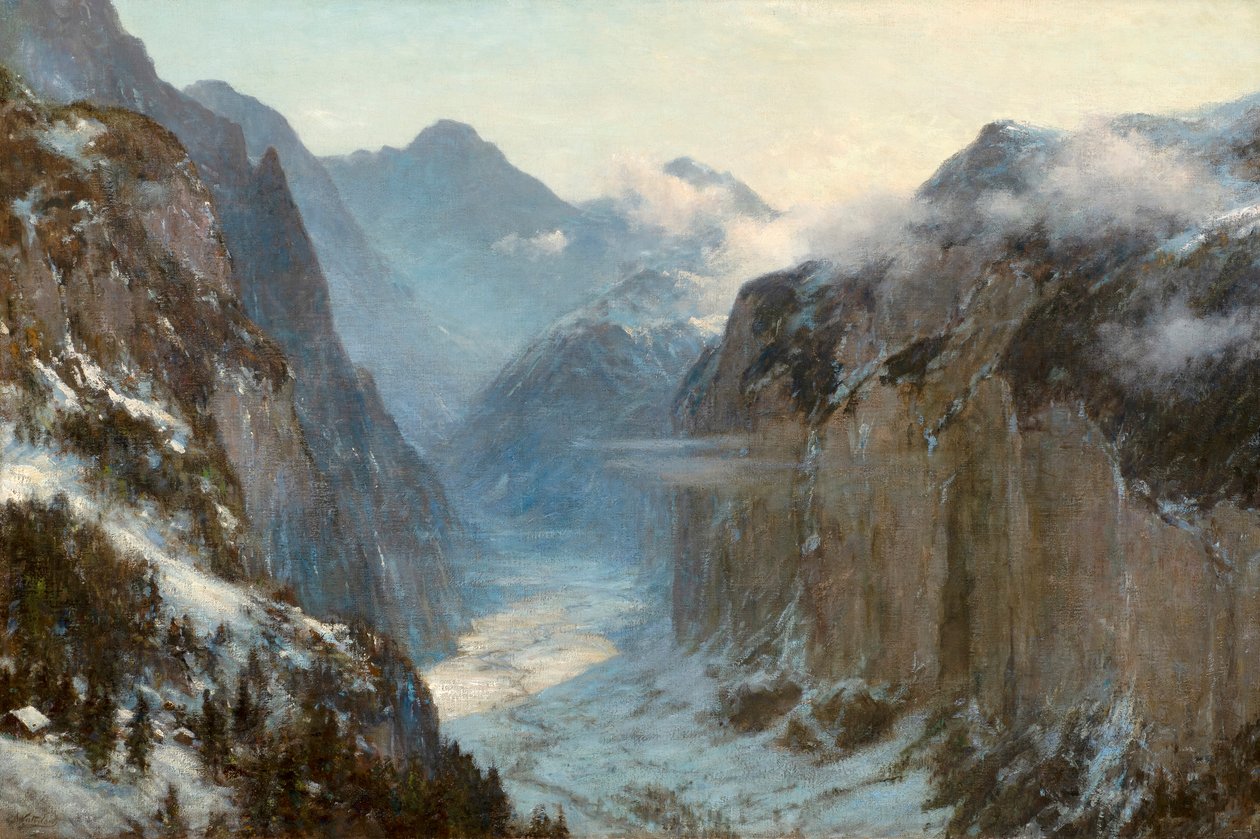 "En su mano están los lugares profundos de la Tierra" (óleo sobre lienzo) de Ernest Albert Waterlow