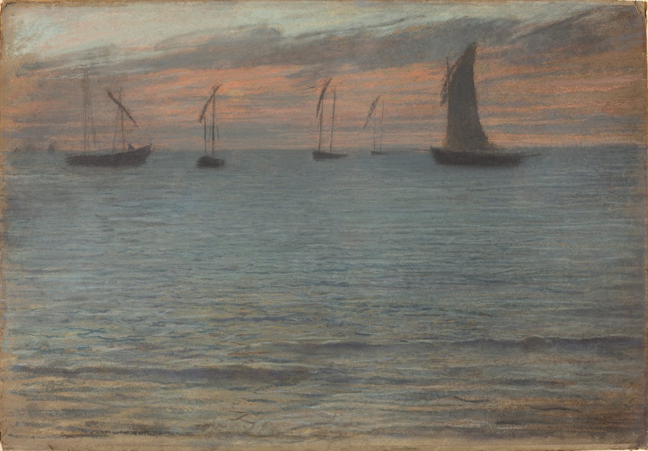 Un paisaje marino al atardecer de Ernest Ange Duez