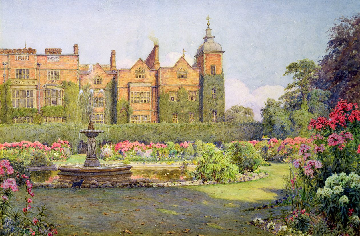 Frente Oeste y Jardines de Hatfield House, Herts de Ernest Arthur Rowe