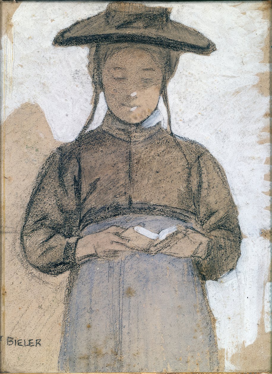 Joven valesana leyendo su misal de Ernest Bieler