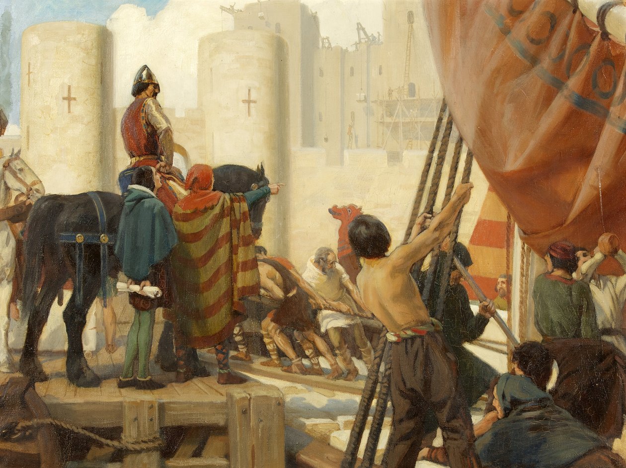 Robert, Conde de Gloucester, construyendo el Gran Torreón del Castillo de Bristol en 1116 de Ernest Board