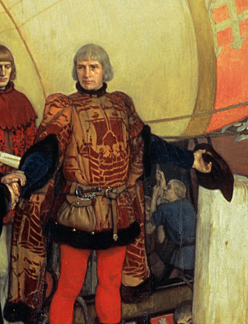 La Partida de John y Sebastian Cabot de Bristol en su Primer Viaje de Descubrimiento en 1497 de Ernest Board