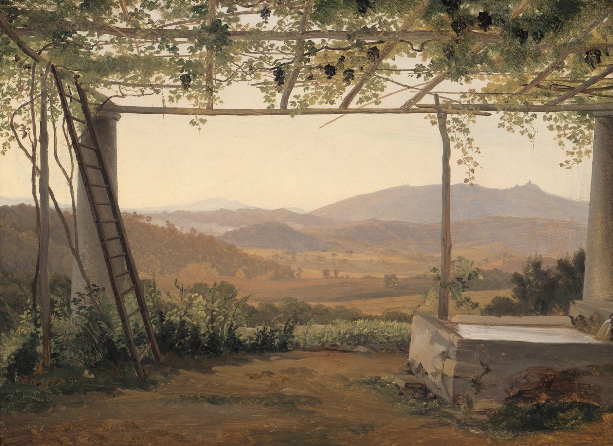 Fuente y pérgola en Italia de Ernest Christian Frederik Petzholdt