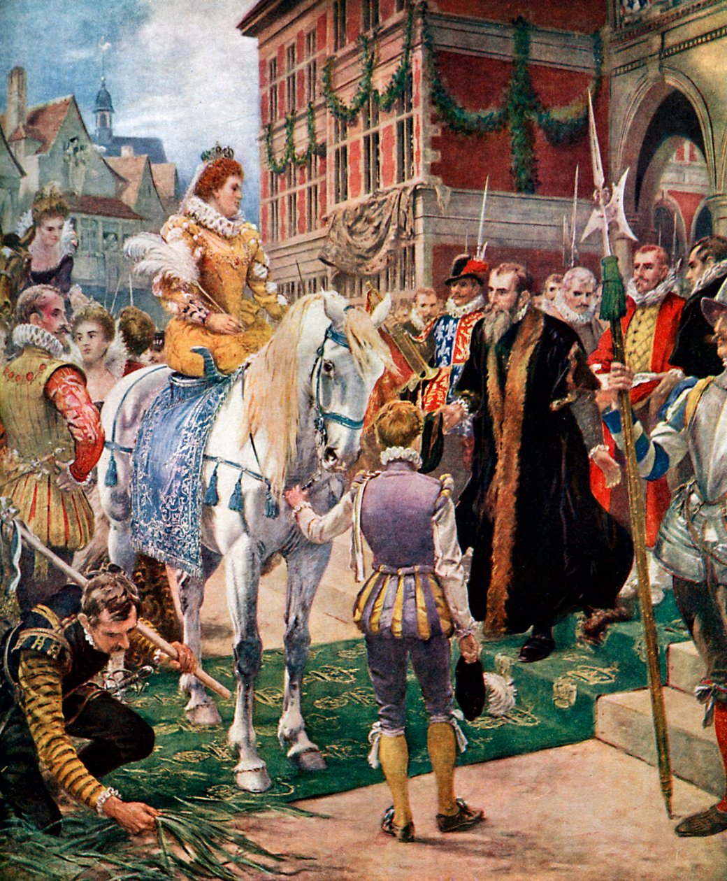 La Reina Isabel Abriendo la Bolsa Real en 1570, c1920 de Ernest Crofts