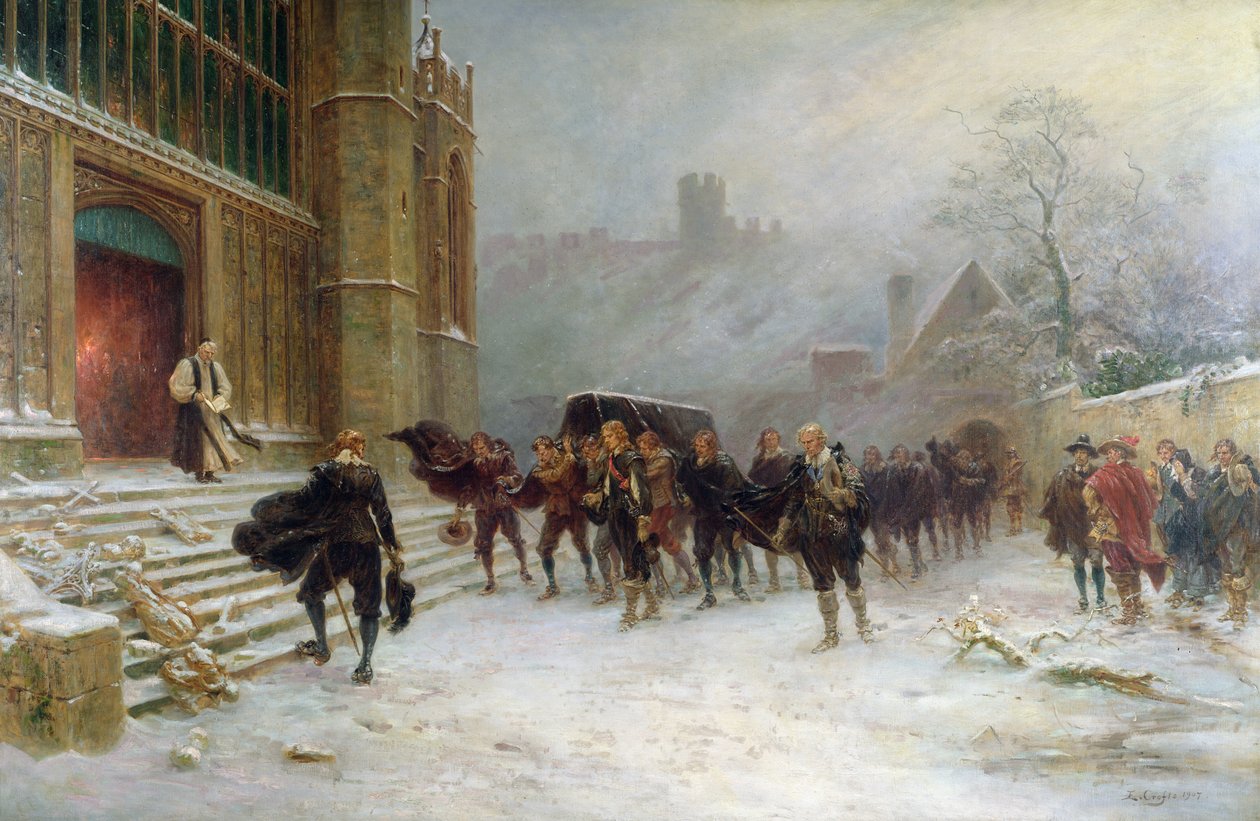 El funeral del Rey Carlos I - Capilla de San Jorge, Windsor en 1649 de Ernest Crofts