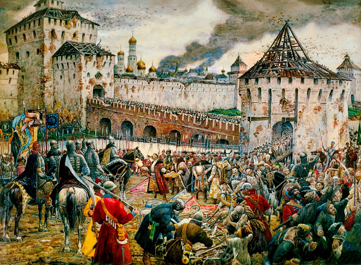 La expulsión de los invasores polacos del Kremlin de Moscú, 1612 de Ernest Ernestovich Lissner
