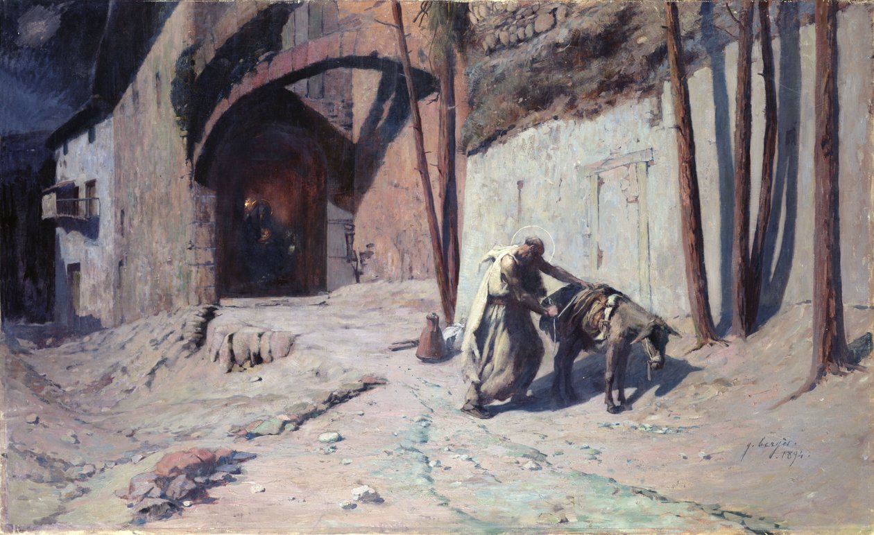La huida a Egipto o, José poniendo una carga en su burro, 1894 de Ernest Georges Berges