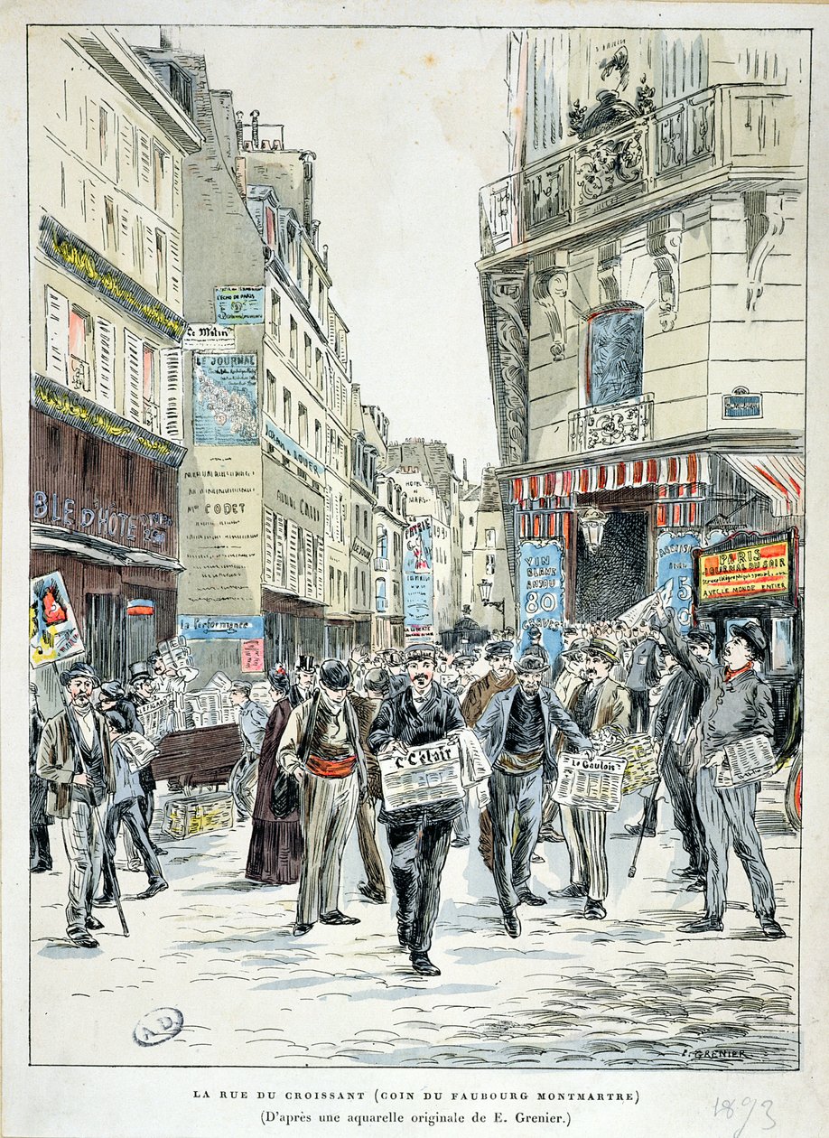 Vista de la Rue de Croissant en el 11º arrondissement de París, 1893 de Ernest Grenier
