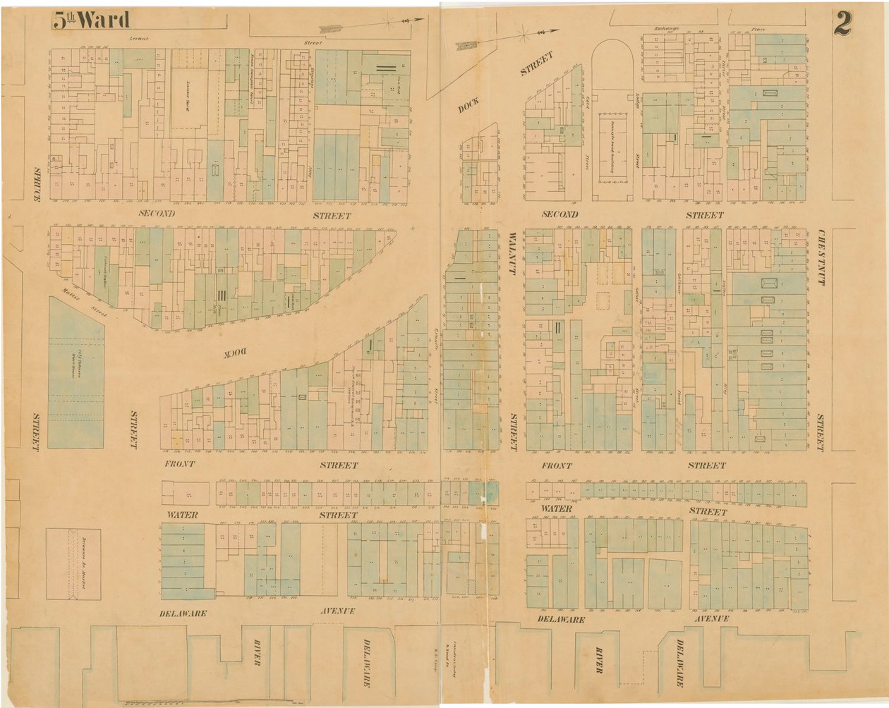 Mapas de la ciudad de Filadelfia, volumen 1, lámina 2, 1860 de Ernest Hexamer