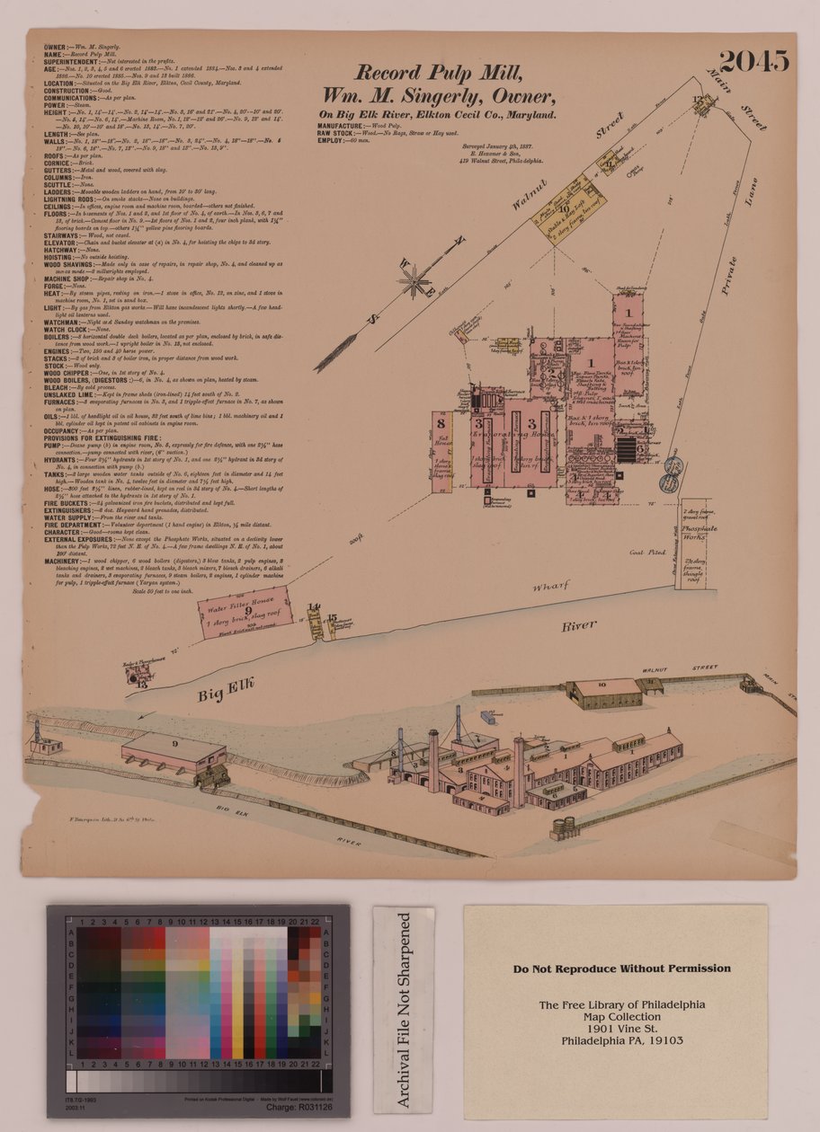 Molino de Pulpa Record, Elkton, Maryland, Encuestas Generales de Hexamer, 1808 de Ernest Hexamer