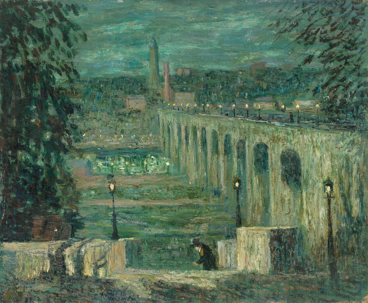 Puente Alto de Noche, Ciudad de Nueva York de Ernest Lawson