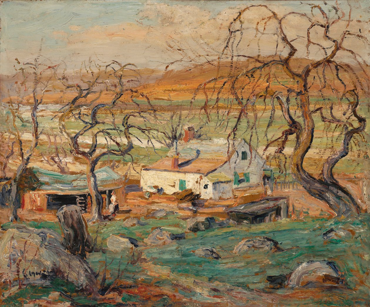 Paisaje con árboles nudosos de Ernest Lawson