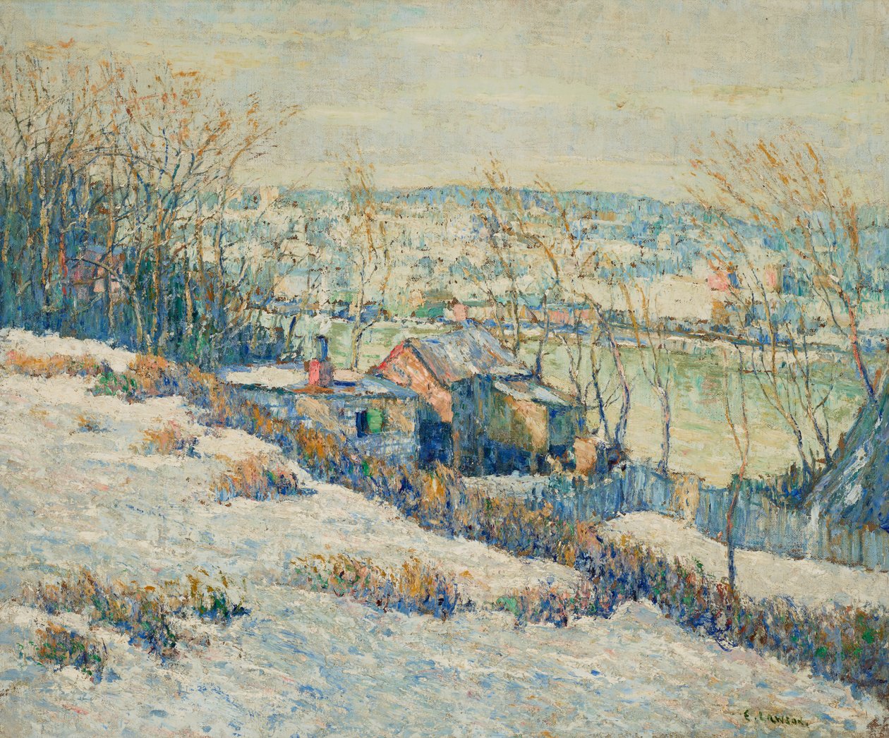 Upper Harlem River-Winter, c.1915 (óleo sobre lienzo) de Ernest Lawson