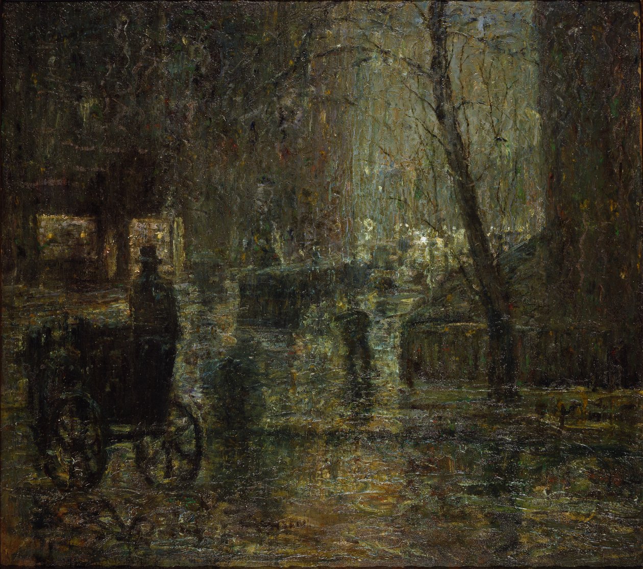 Wet Night, Gramercy Park (Después de la lluvia, Nocturno) de Ernest Lawson