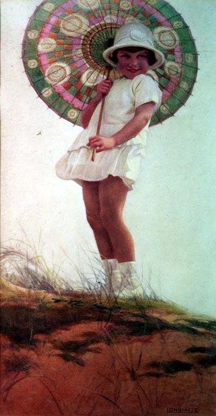 Retrato de la Hija del Artista con un Parasol de Ernest Longmate