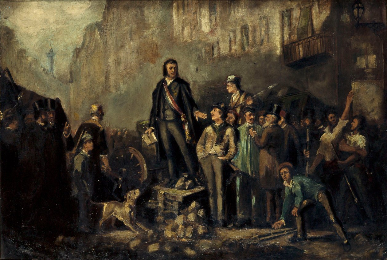 Alphonse Baudin (1811-51) en la barricada del Faubourg Saint-Antoine 3 de diciembre de Ernest Louis Pichio