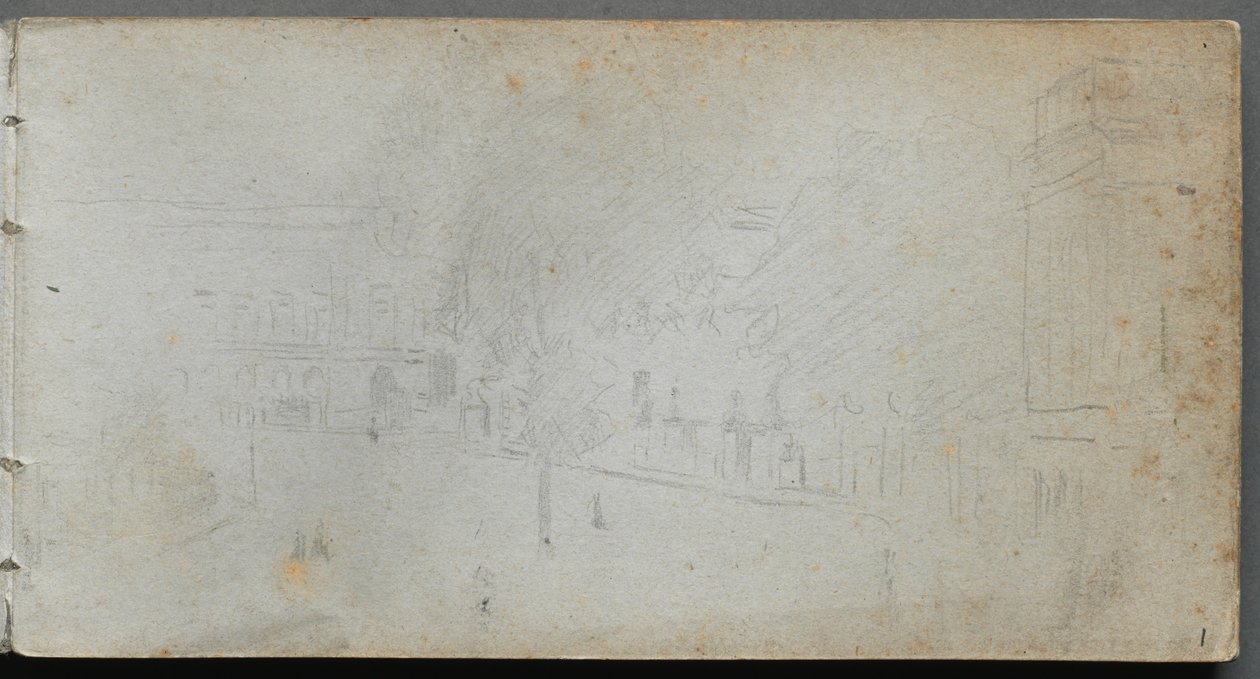 Cuaderno de bocetos, página 01: Escena callejera, 1905-10 de Jean Louis Ernest Meissonier
