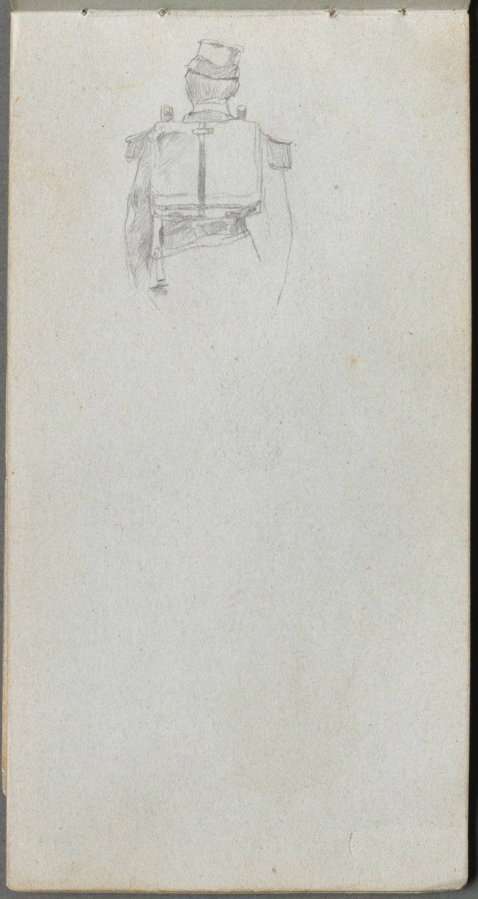 Cuaderno de bocetos, página 08: Estudio de un soldado de espaldas de Ernest Meissonier