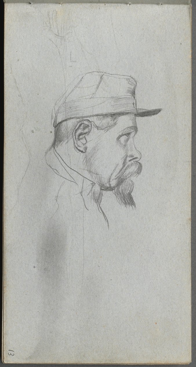 Sketchbook, page 13: Bust of a Man in Profile de Ernest Meissonier