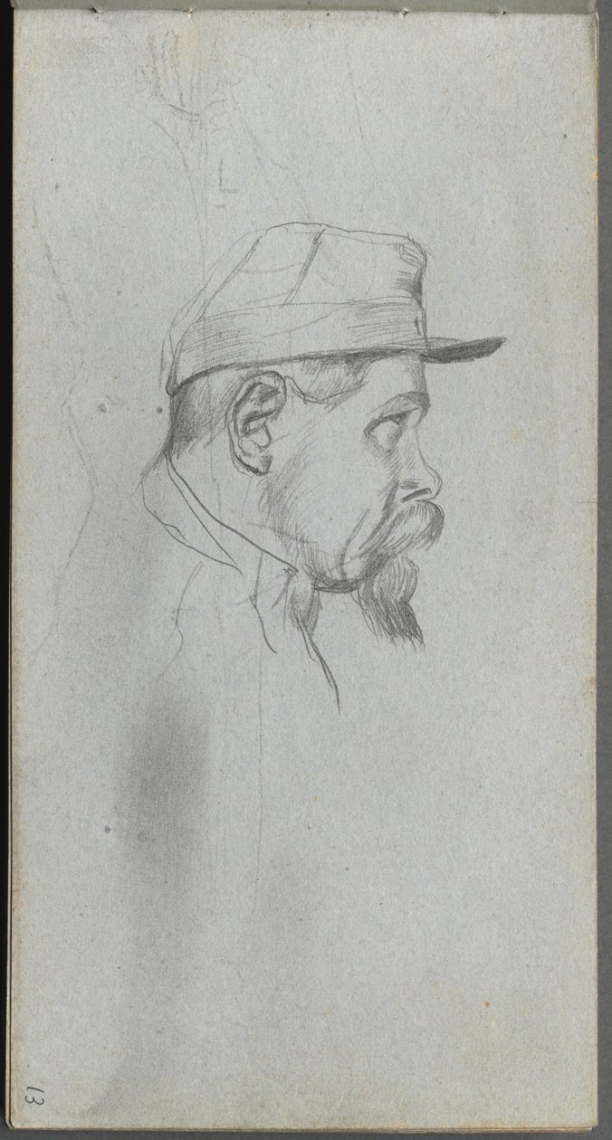 Cuaderno de bocetos, página 13: Busto de un hombre de perfil de Jean Louis Ernest Meissonier