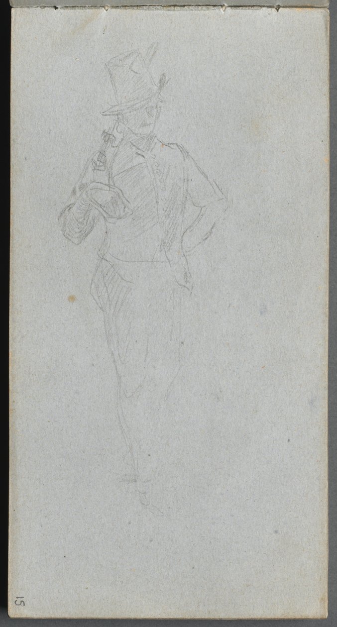Cuaderno de bocetos, página 15: Estudio de un soldado de Ernest Meissonier