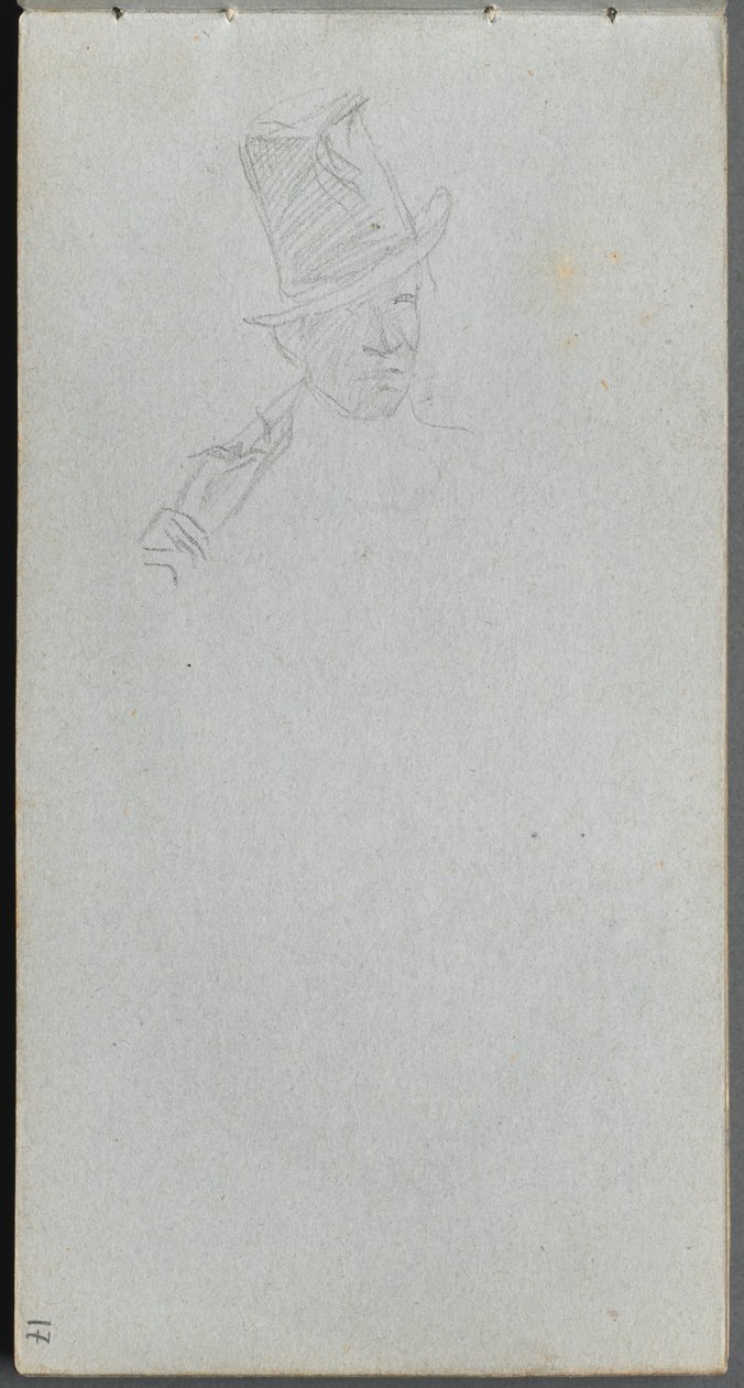 Boceto, página 17: Busto de un hombre con sombrero de copa de Jean Louis Ernest Meissonier