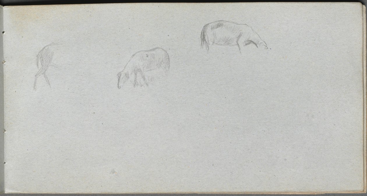 Cuaderno de bocetos, página 20: Estudio de animales de Ernest Meissonier