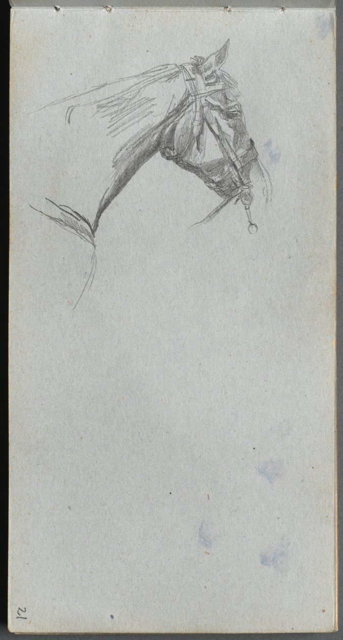 Cuaderno de bocetos, página 21: Estudio de un caballo de Ernest Meissonier