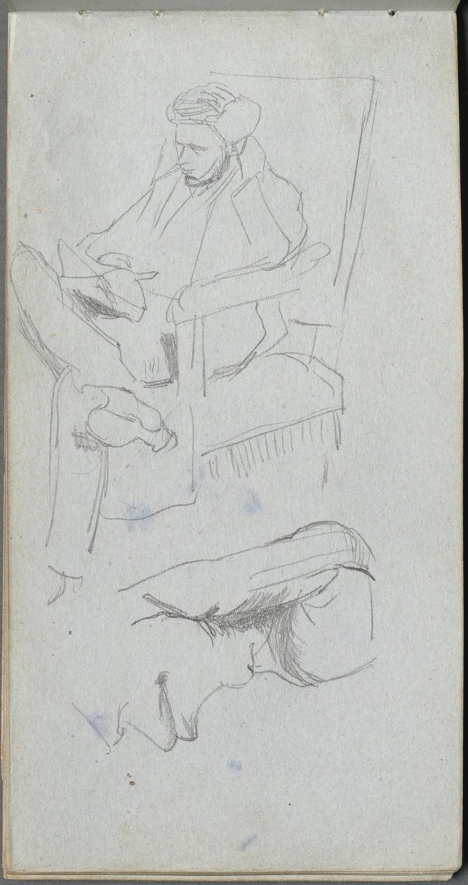 Cuaderno de bocetos, página 24: Figura masculina sentada de Ernest Meissonier