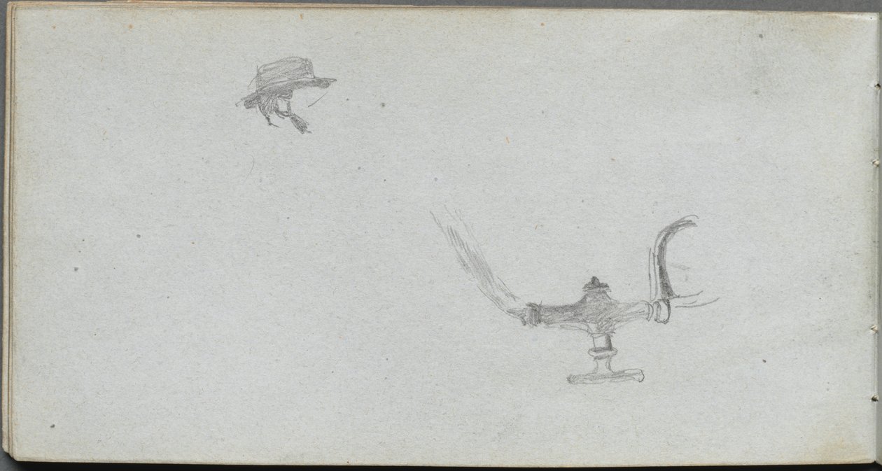 Cuaderno de bocetos, página 26: Estudio de una cabeza y una lámpara de Jean Louis Ernest Meissonier