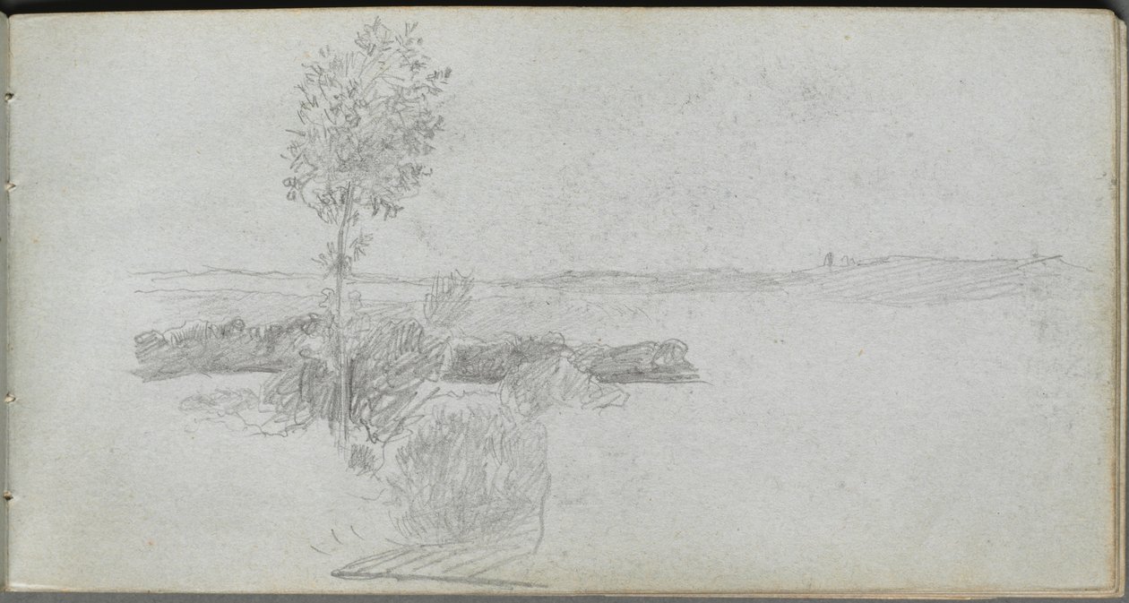 Cuaderno de bocetos, página 28: Estudio de paisaje de Jean Louis Ernest Meissonier