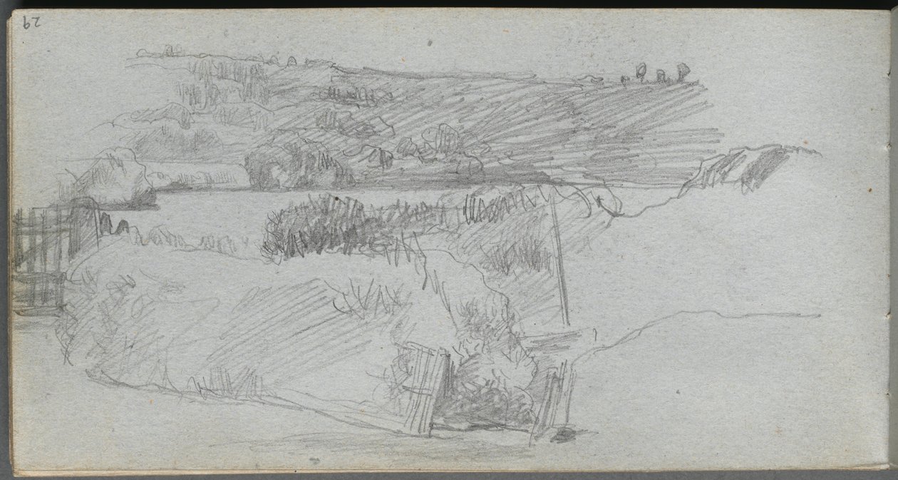 Cuaderno de bocetos, página 29: Estudio de paisaje de Jean Louis Ernest Meissonier