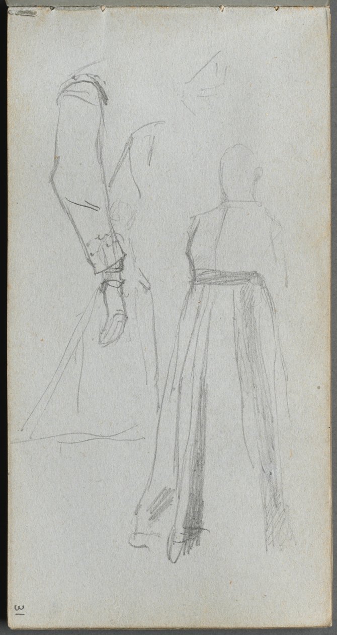 Cuaderno de bocetos, página 31: Estudio de figuras de Ernest Meissonier