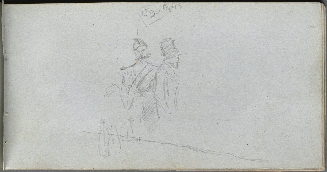 Sketchbook, page 38: Study of a Solider and Figure in Top Hat de Ernest Meissonier